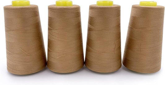 Tortoise 4 Cones of 3000 Yards Each Spool Thread for All Purpose, Serger, Overlock, Quilting, Sewing Machine - 100% Polyester, 40S/2 Macchiato