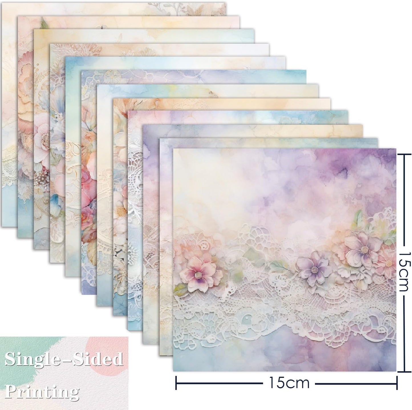 YASMEN 24 Sheets Scrapbook Paper Pads, 6X6 Single-Sided Cardstock Paper, Decorative Craft Paper, Flowers Pattern Paper Pack, DIY Decopodge Papers, Journal Scrapbooking Supplies, Card Making Supplies