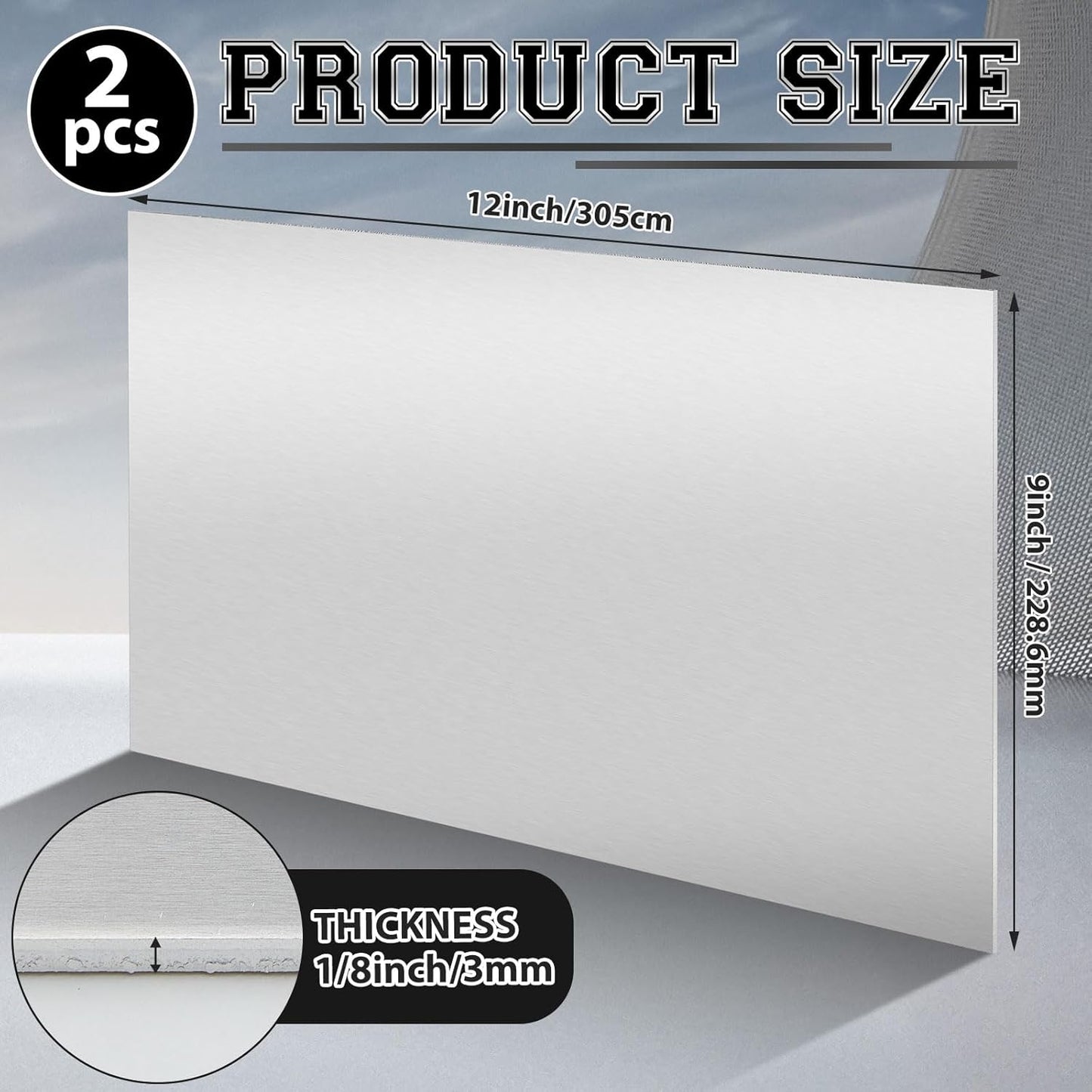2 Pack 5052 Aluminum Sheet Metal 9" x 12" Aluminum Plate 1/8 (0.125'') Inch Thickness Rectangle Metal Panels for Industry Crafting Handcraft DIY Projects