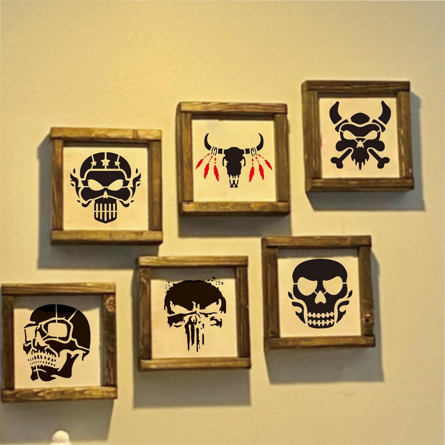 Small Stencils for Painting on Wood Reusable, 3 Inch Reusable Stencil for Craft Ornament Paint Template Stencils for Wall Card Rock Wood Signs Coasters Canvas Home Decor (Skull)