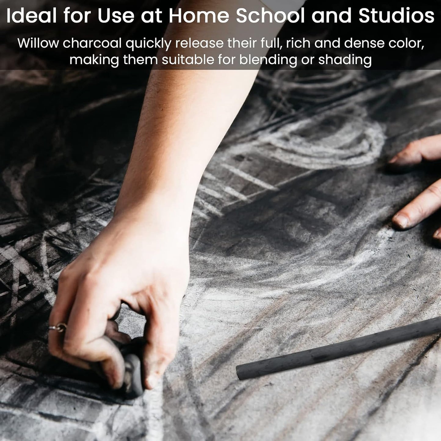 LOONENG Willow Charcoal Sticks, Natural Willow Charcoal for Artists, Beginners, or Students of All Skill Levels, Great for Sketching, Drawing, and Shading, Approx 2-4mm in Diameter, Pack of 25