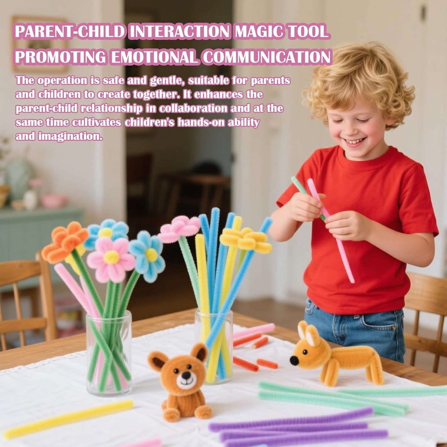 Rarapop 300 Pcs Thick Pipe Cleaners Craft Supplies, 12 Inch Multi-Color Chenille Stems for Art and Craft Projects Creative DIY Decorations(6 mm, 7 Colors)