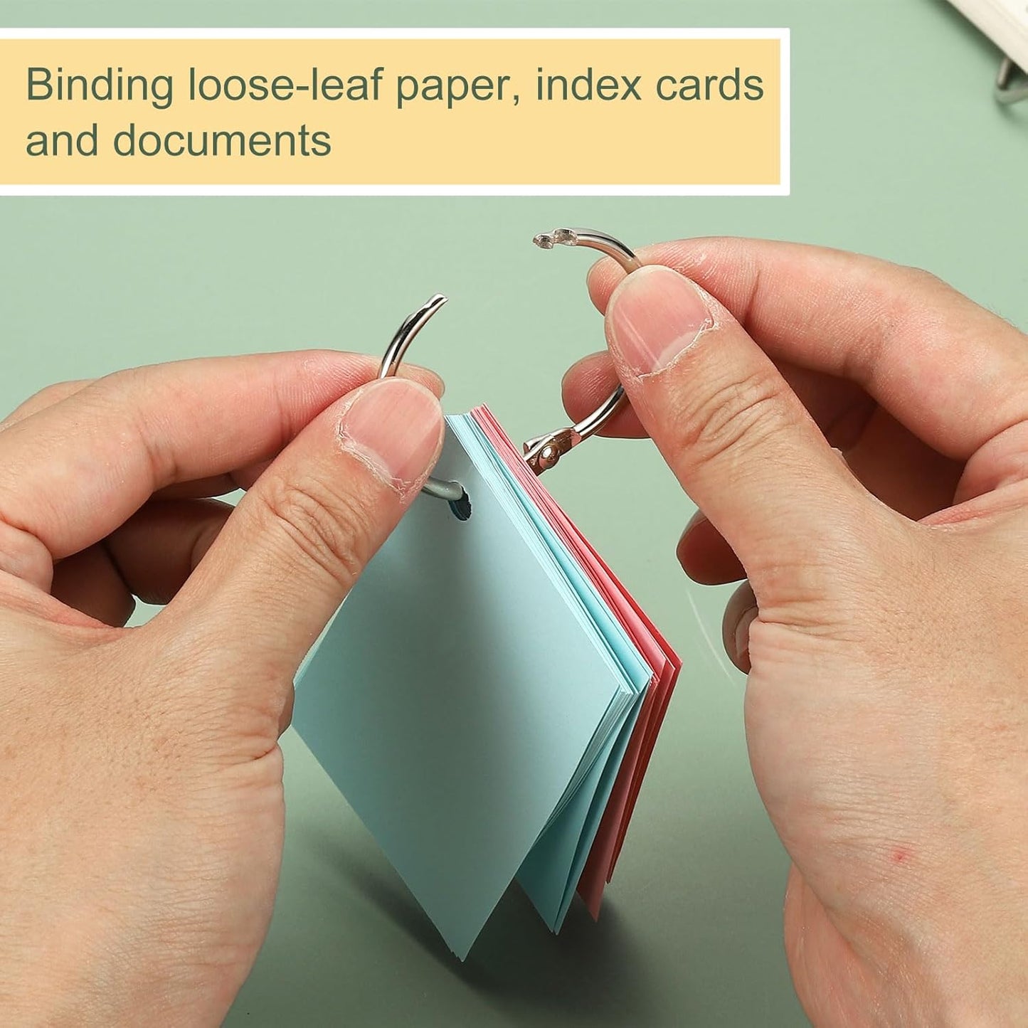 PATIKIL 2.5" x 2.8" Loose Leaf Binder Rings, 30 Pcs Metal Book Rings Nickel Keychain Ring for Paper Index Cards Flash Card Notebook Rings Office Home Book Binder, Silver Tone