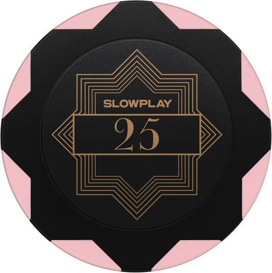 SLOWPLAY Nash Clay Poker Chips, 14 Grams Heavyweight Clay Composite, 40mm Large Chips in Bulk, Pack of 50 with Denomination of 25