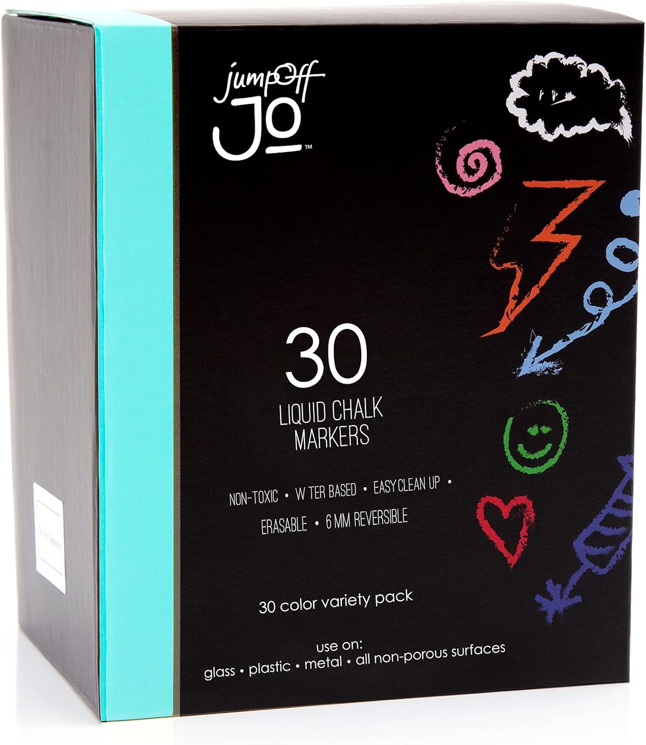 JumpOff Jo – Liquid Chalk Markers – Reversible Chisel and Round Tip – Multi Color (30)