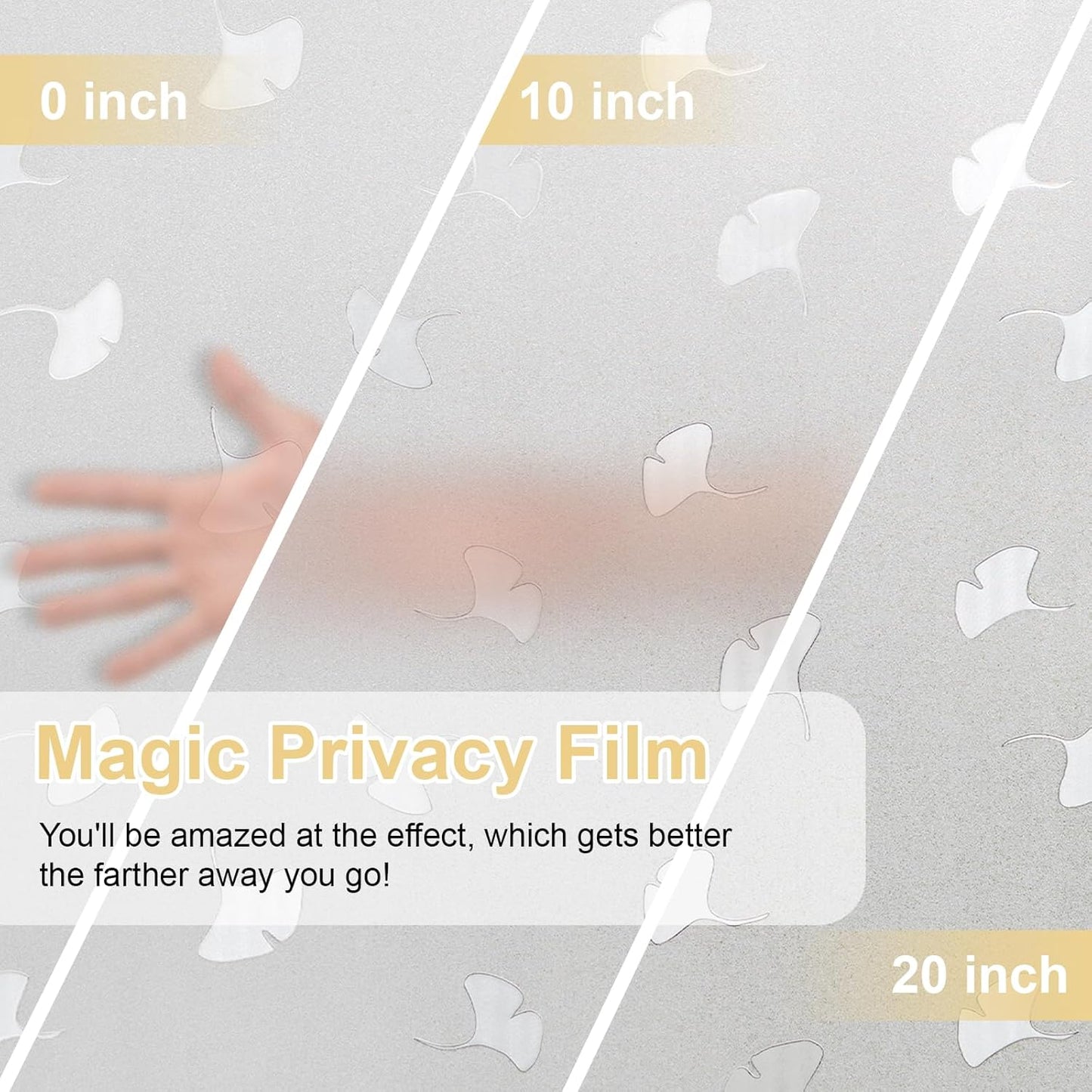 Window Privacy Film Decorative for Front Door, Bathroom Static Cling Stained Glass Sticker Opaque Heat Control UV Blocking Non-Adhesive for Home Window, Acacia