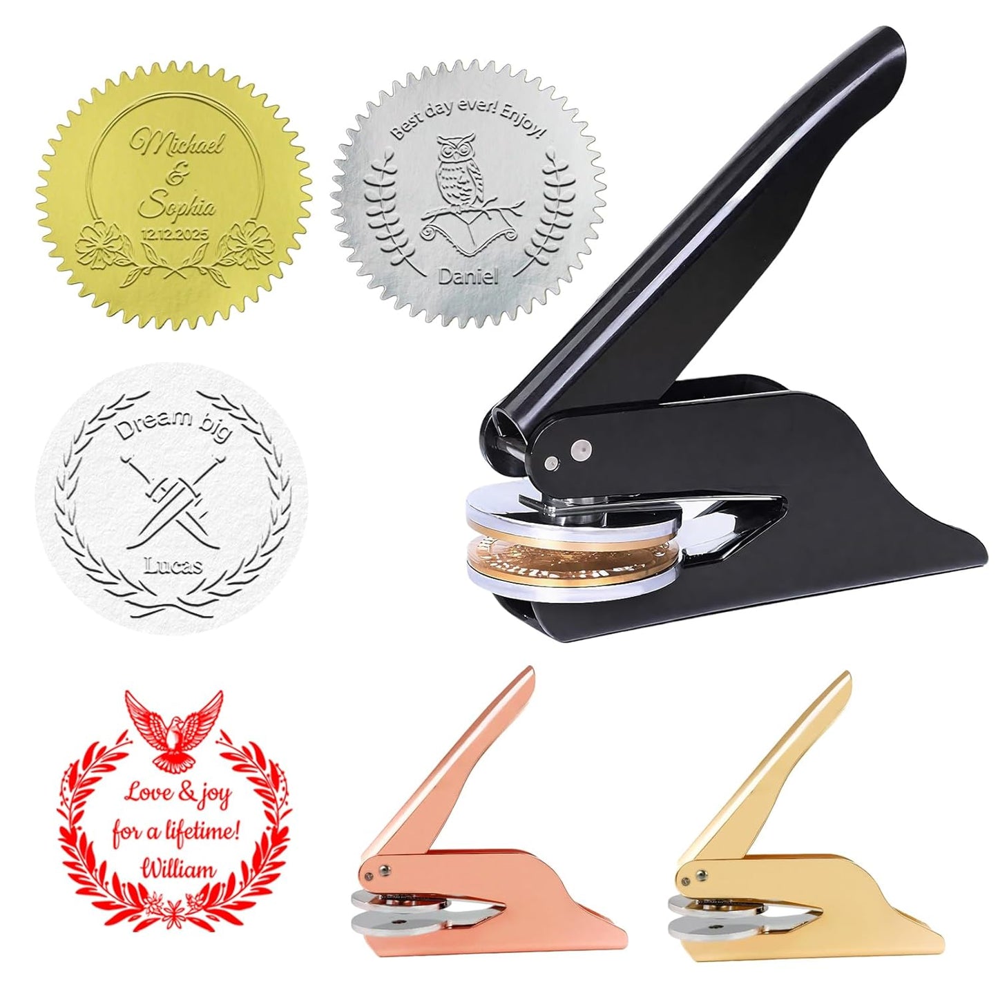 Personalized Book Embosser, Custom Embossing Machine with Metal Carving Molds for Book Lovers, Libraries, Wedding and Gifts