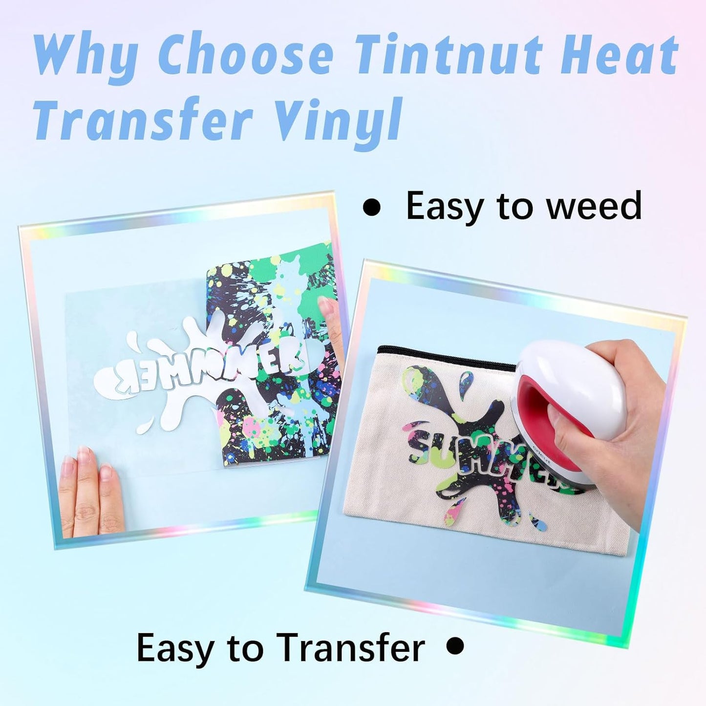 Tintnut Blue Splash HTV Transfer Vinyl - 6 Sheets 10"x12" Watercolor Patterned HTV Iron On Vinyl for T-Shirts & Hats