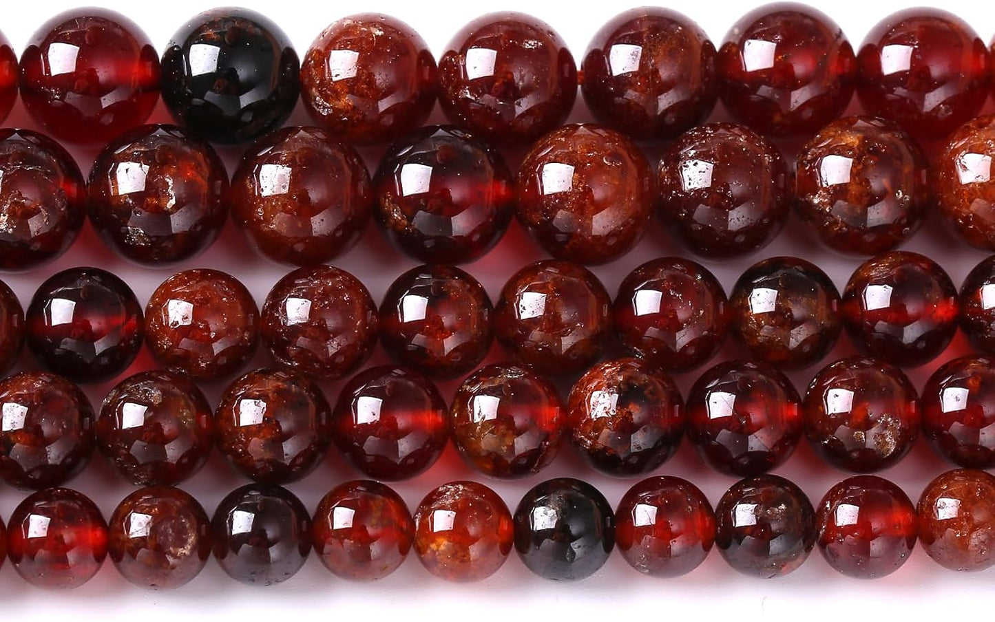 6MM 60PCS Natural Orange Garnet Beads Round Loose Beads for Jewelry Making DIY Necklace Accessories Energy Crystal Healing Power Bracelet