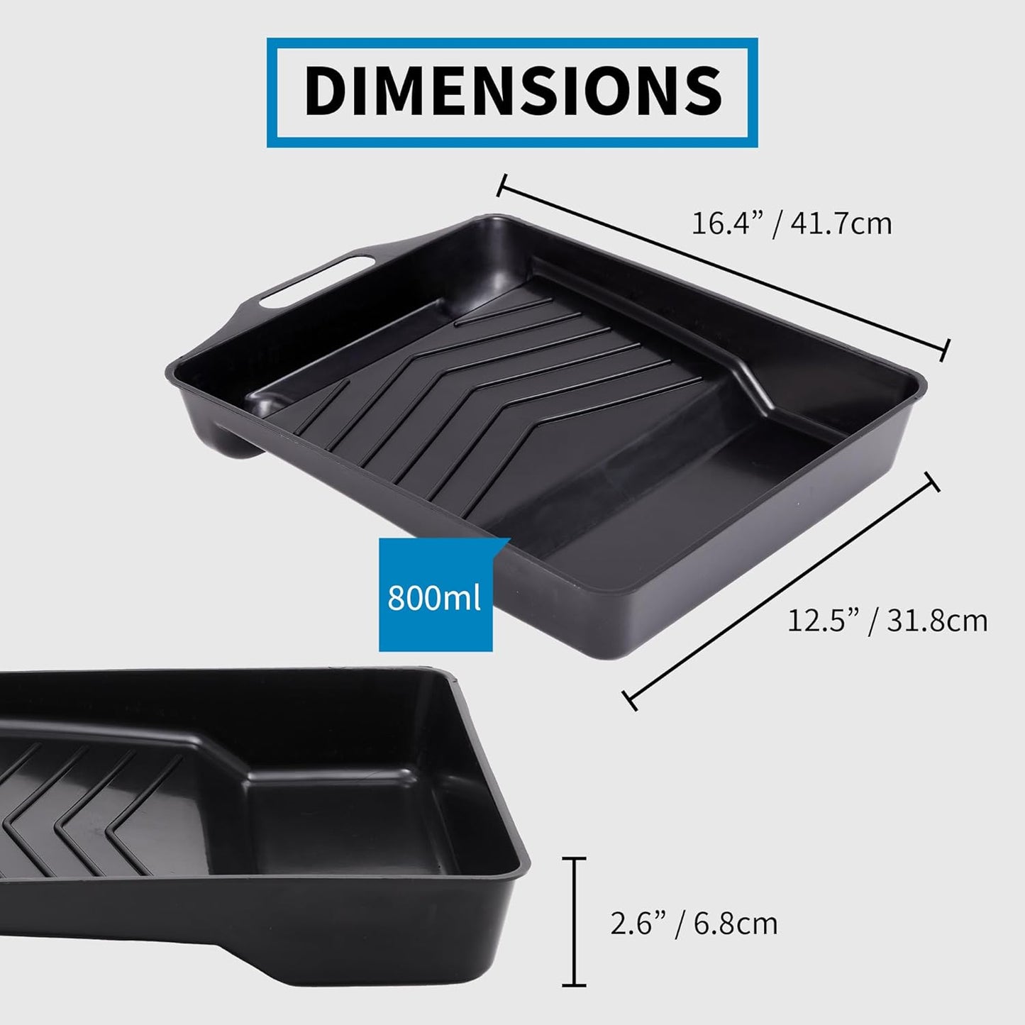 Precision Defined Paint Trays, Paint Roller Trays Liner, Plastic Paint Pan for Roller Brushes, Painting Tray for Painting with Deep Paint Pocket (Paint Roller Tray (2-Pack), 11-inch)