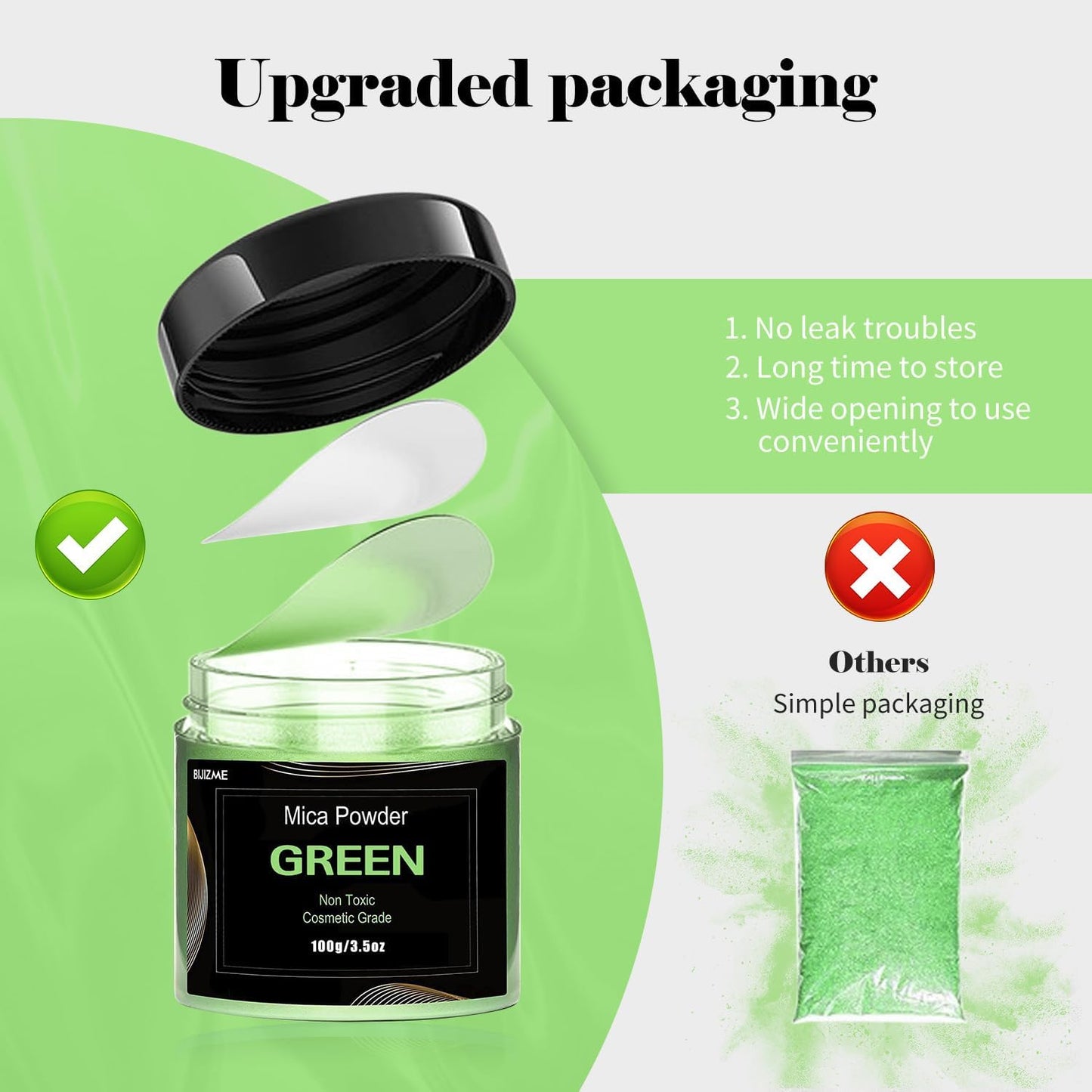 Green Mica Powder Pigment (100g) -Cosmetic Grade Metallic Mica Powder for Epoxy Resin, Lip Gloss, Soap,Candle Making, Bath Bombs,Tumblers, Jewelry, Dyes, and DIY Crafting Projects(Green, 3.5oz)