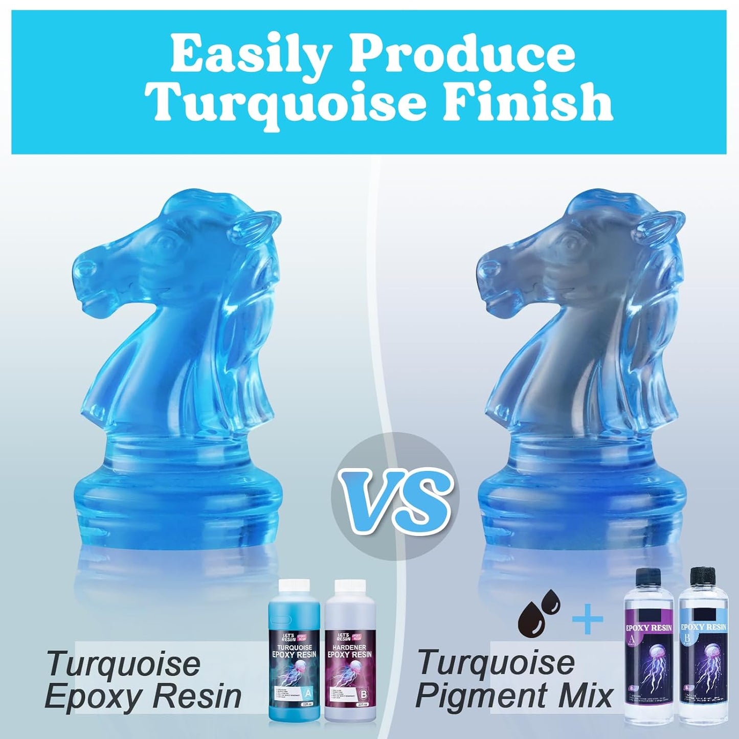 LET'S RESIN EPOXY RESIN Turquoise Epoxy Resin,44OZ Bubble Free & High-Gloss Epoxy Resin Kit,Self Leveling Resin and Hardener for Ocean Art Crafts,Jewelry Making,Resin Molds