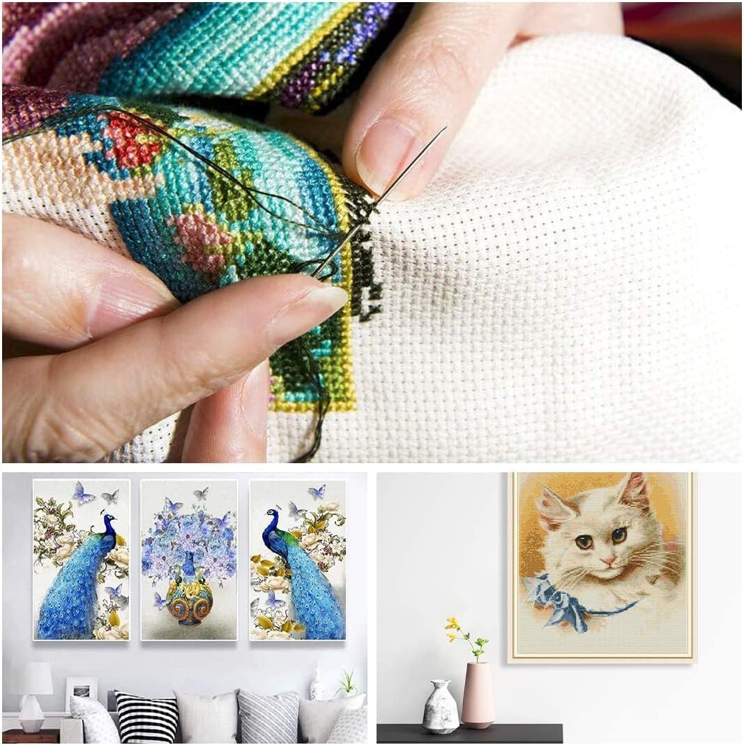 Cross Stitch Aida Fabric 16 Count, 59 by 39 Inch Large Size, Classic Reserve Cross Stitch Aida Cloth for Home DIY Embroidery Decoration