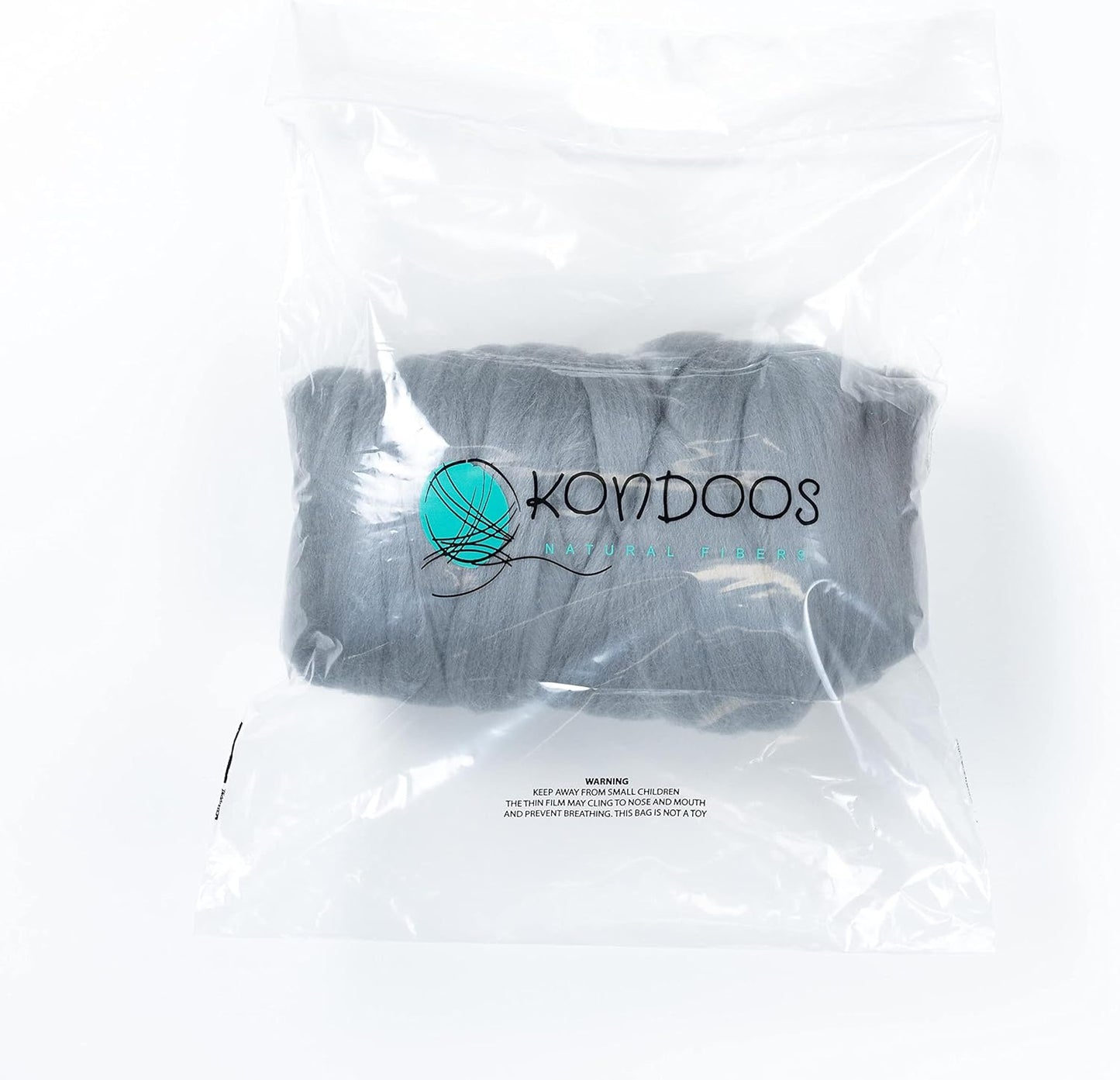 Kondoos Colored Natural Wool roving, 1 lb. Best Wool for Needle Felting, Wet Felting, handcrafts and Spinning. (Silver, 1 lb)