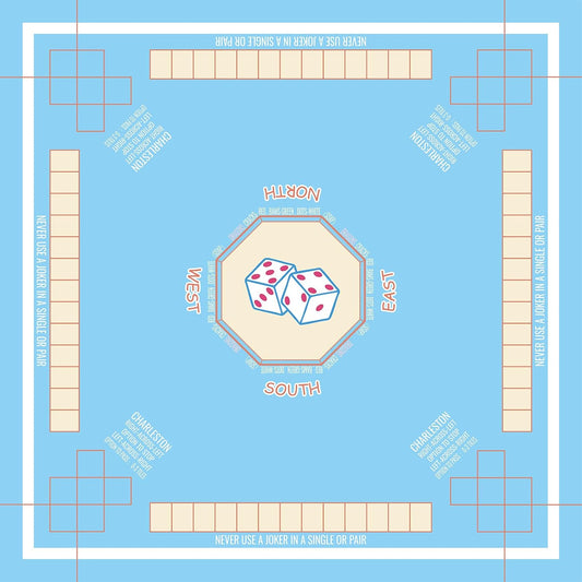 Mahjong Mat for Table 31.5"x31.5", MahJongg Mat Cloth Cover with Game Rules, Mahjong Tablecloth for Card Games, Tile Games, Board Games Table Mat (Sky Blue)