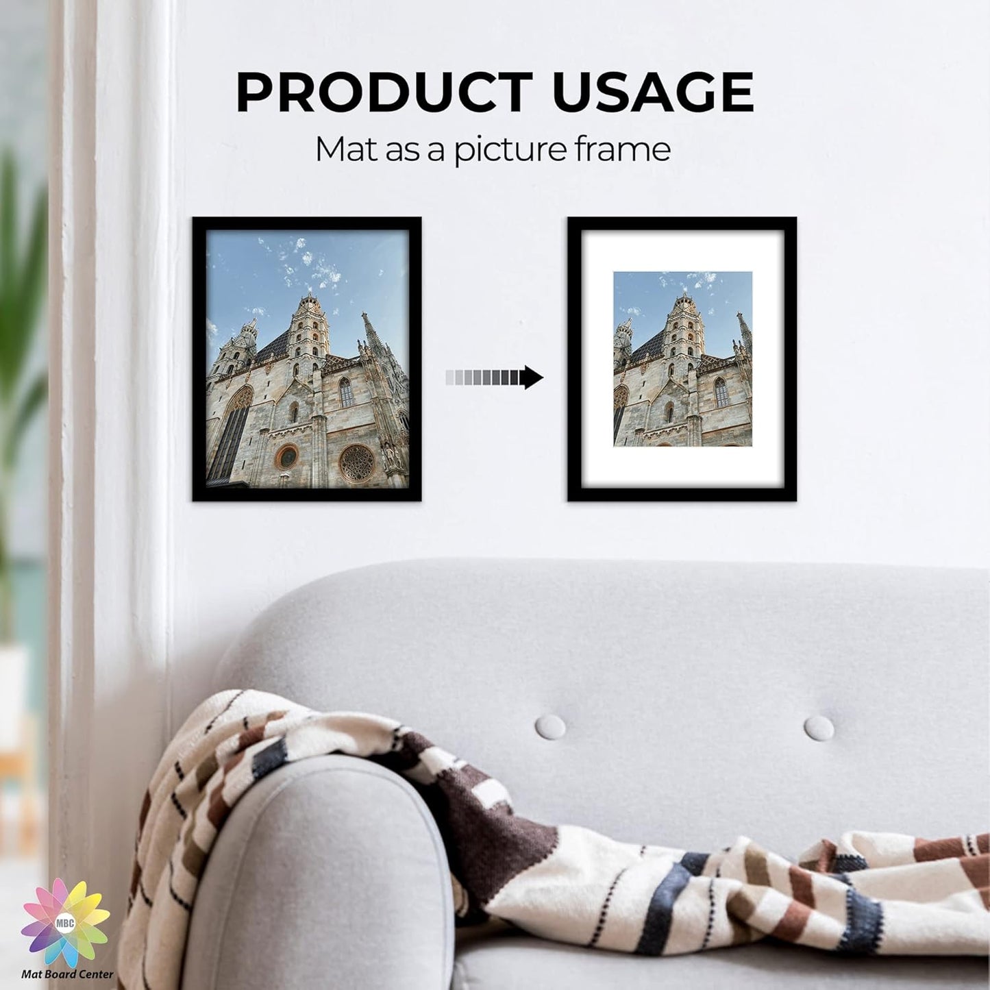 Mat Board Center, Pack of 50, 11x14 for 8x10 White Picture Mat Sets - Acid Free, 4-ply Thickness, Bevel Pre-Cut White Core - Includes Backing Boards and Clear Bags - for Pictures, Photos, Framing