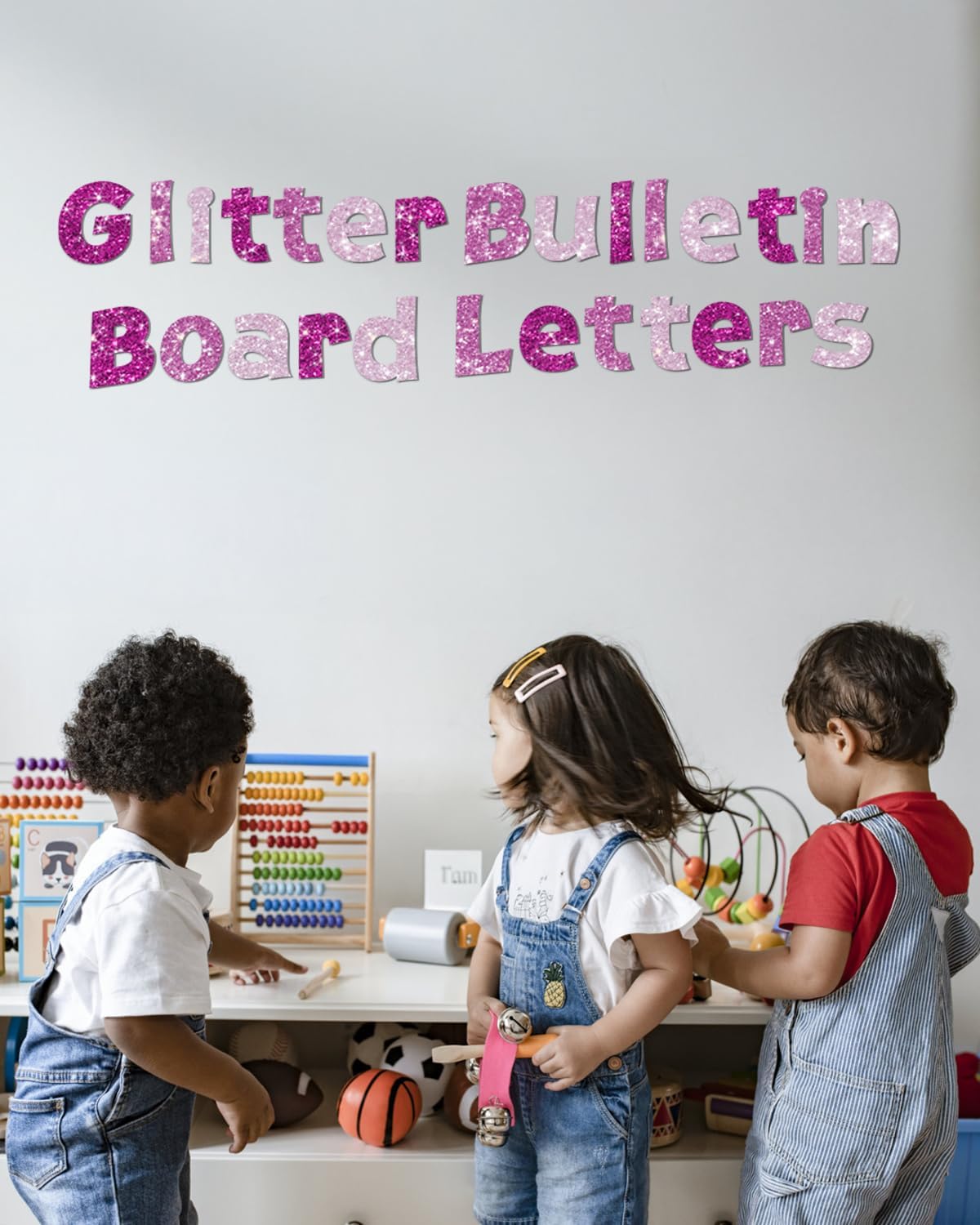 237 Pcs Glitter Bulletin Board Letters, Numbers and Punctuation, Poster Board Letters Alphabet Cut Out Cardboard Letters Accessories for Classroom Display Decorating Supplies 4inch (Pink Mix)
