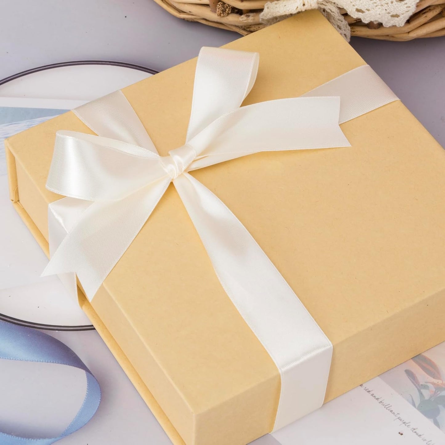 1 Inch Ivory Solid Satin Ribbon, 50 Yards Craft Fabric Ribbon for Gift Wrapping Floral Bouquets Wedding Party Decoration