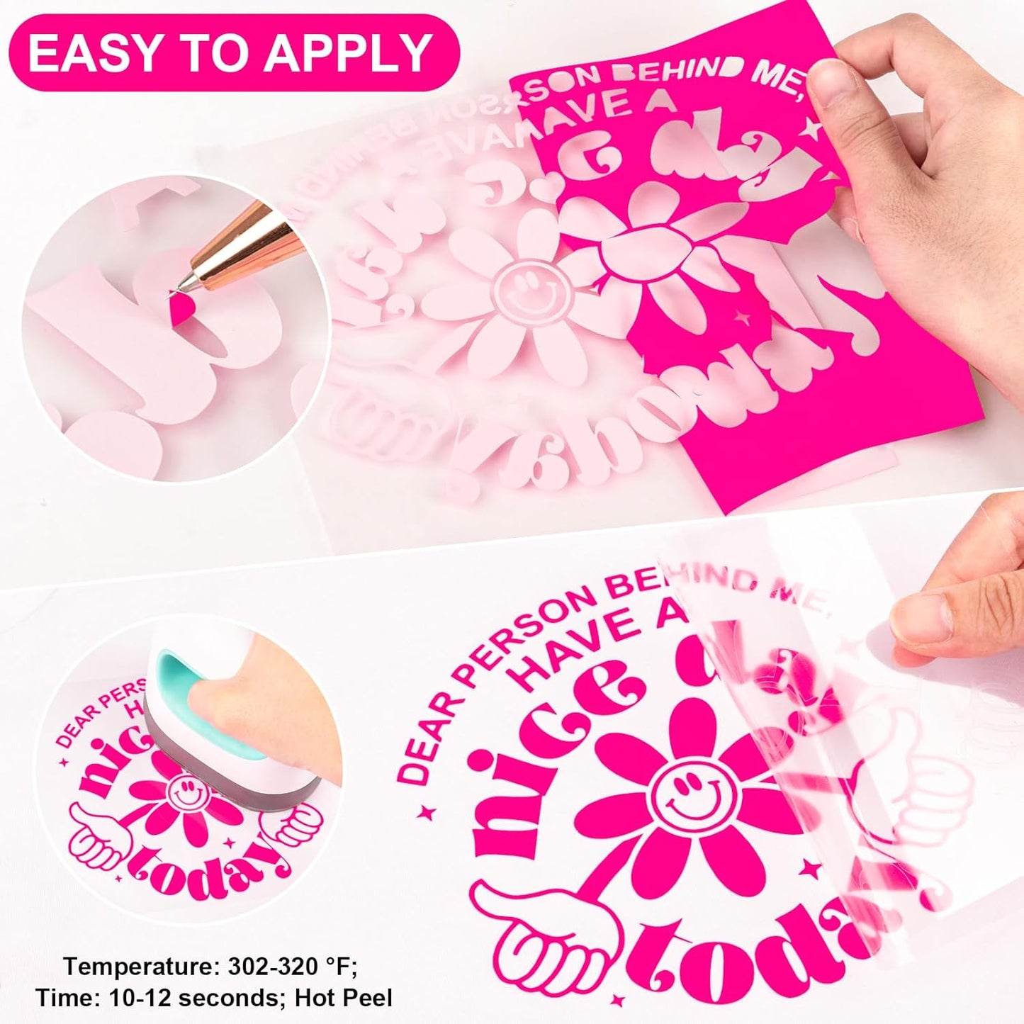 VINYL FROG Heat Transfer Vinyl Roll HTV Vinyl - 12" x12ft Hot Pink Iron on Vinyl for T-Shirts, Heat Press Vinyl for DIY Craft Designs (Hot Pink)