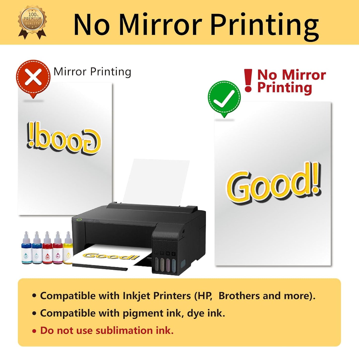 TransOurDream Tru-Iron on Heat Transfer Paper for Light Fabric (20+2 Sheets, 8.5x11") Printable Iron on Transfers Paper for Inkjet Printer & Heat Transfer Vinyl for T Shirts (L2-BW-22)