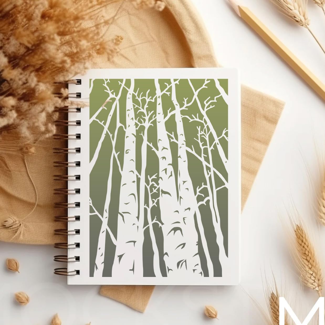 Stencils for Crafts Reusable Texture Stencils Floral Stencil Leaf Tree Templates for Painting on Wood Furniture Card Canvas Paper Scrapbook