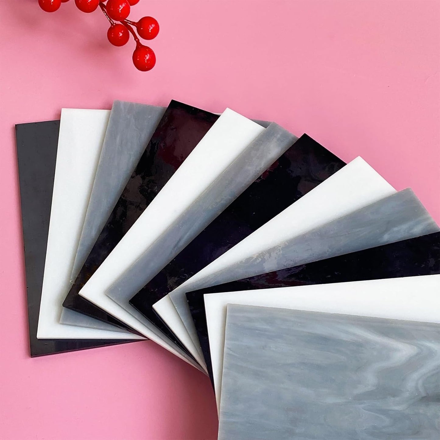 24 Sheets Stained Glass Sheet Black White Gray Collection, 4 X 6 inch Art Glass Mosaic Tiles for Crafts, Stained Glass Supplies for Stained Glass and Mosaic Projects