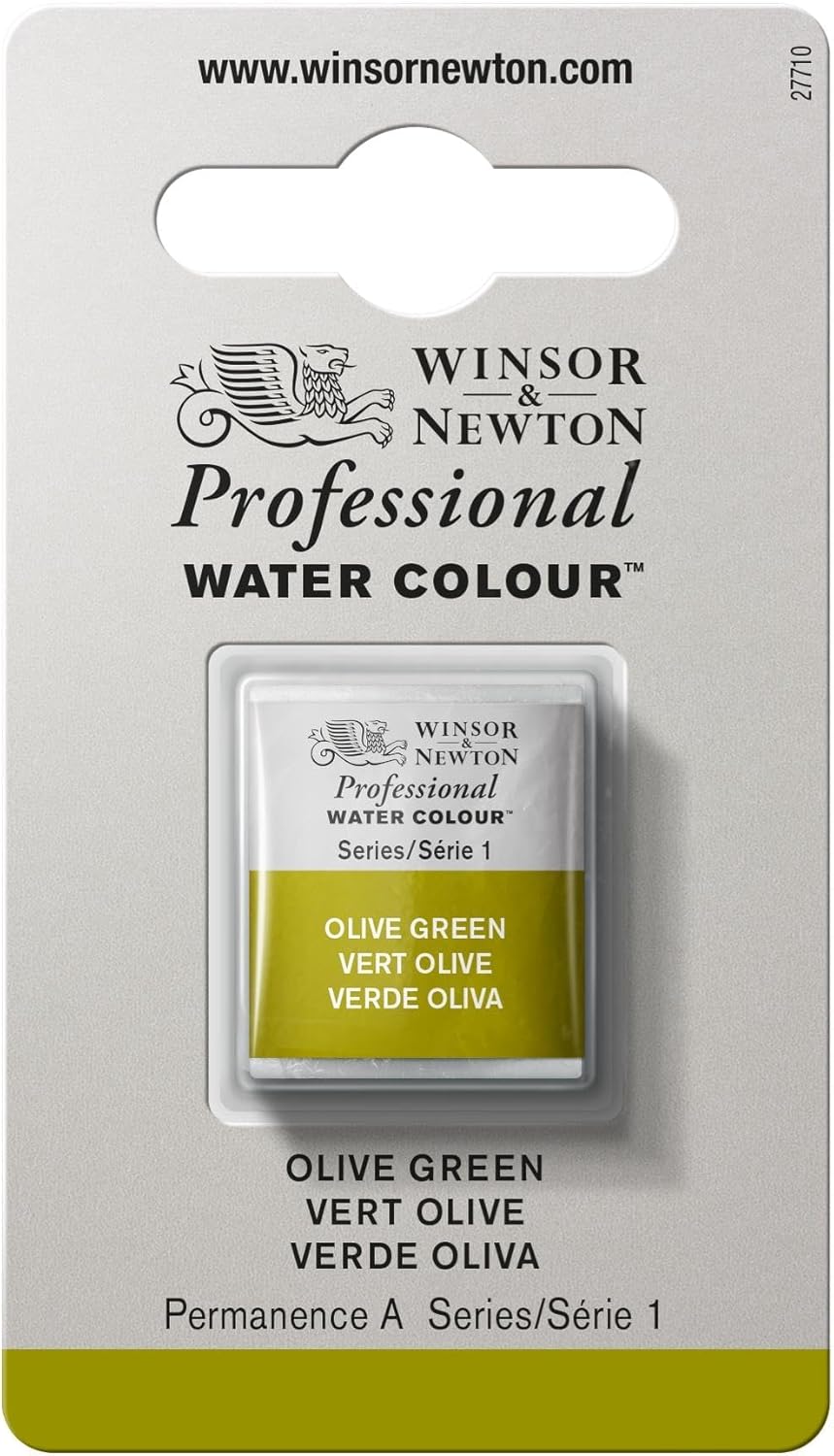 Winsor & Newton Professional Water Colour Paint, Half Pan, Olive Green
