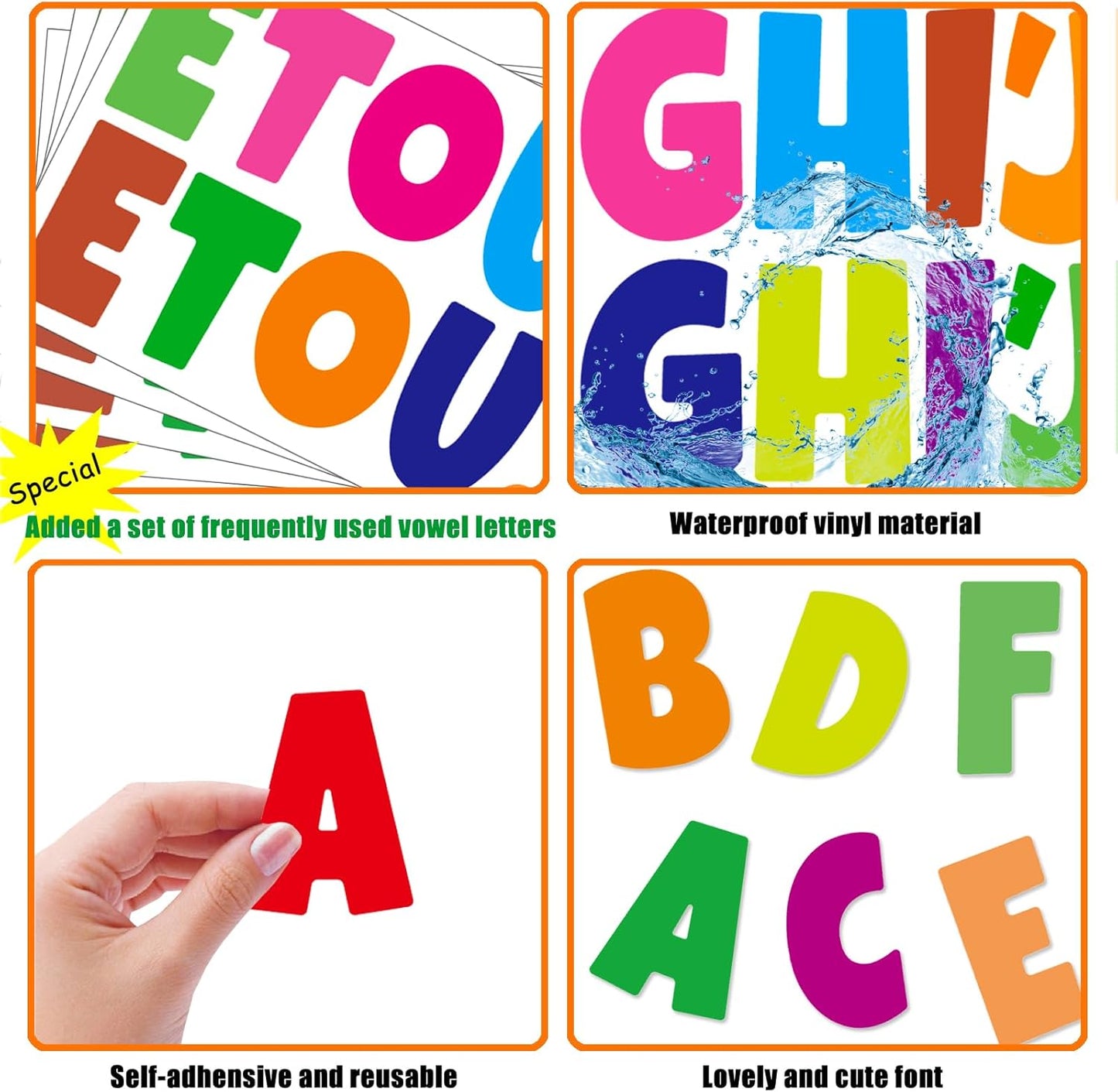 Bemeol 360 Pcs 30 Sheets Bulletin Board Letters 2.5 Inches Alphabet Stickers Self Adhesive Stick on Letters for Poster Board Classroom School Home Decor(Colorful)