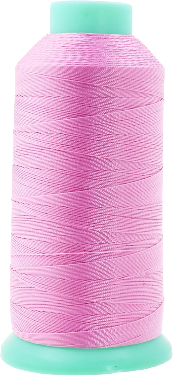 Mandala Crafts Bonded Nylon Thread Pink Heavy Duty Sewing Threads - 1100 YDs Size 92 280D T90 Tex 90 Thread for Leather Jeans Weaving Outdoor Marine Upholstery Threads