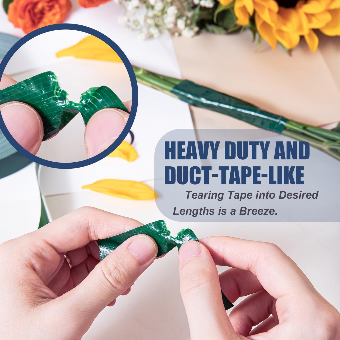 Green Floral Tape - Flower Wrap Adhesive Tape Bouquet Stem Wrapping and Floral Crafts, Wedding Bouquet Tape - 3/4 inch Wide and 180 FT Long