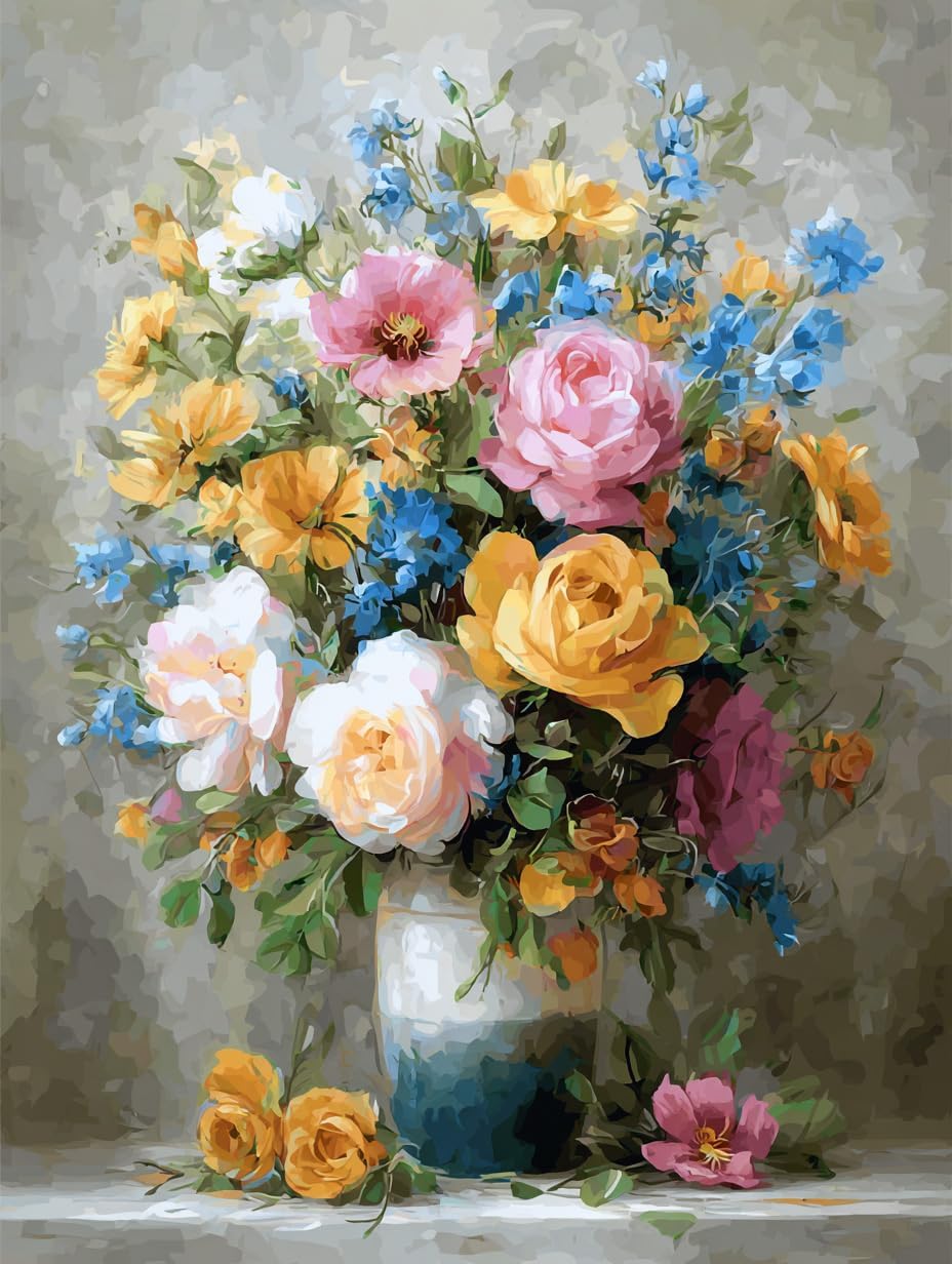 Moohue 14 ct Counted Cross Stitch Kits for Adults Flowers Cross Stitch Patterns Stamped Printed Cross Stitch Kits (Flowers 12)