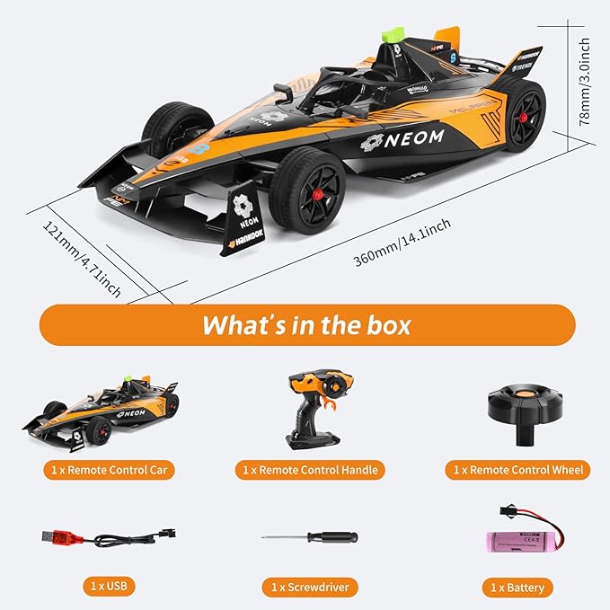 MIEBELY Remote Control Car - 1/14 Scale Authentic Licensed McLaren NEOM Formula Rc Race Car,2.4GHz 3.7V 500 mAh Toys, Racing Hobby Car Model Ideal Gifts for Adults Kids Boys Girls