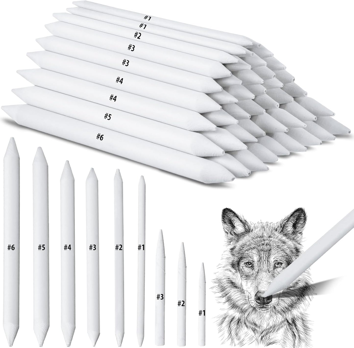 Fulmoon 288 Pcs Blending Stump and Tortillion Set Paper Art Blenders Blend Stumps for Drawing Shading Drawing Supplies Pencil Sketch Paint Tools for Student (Assorted,Mixed Sizes)