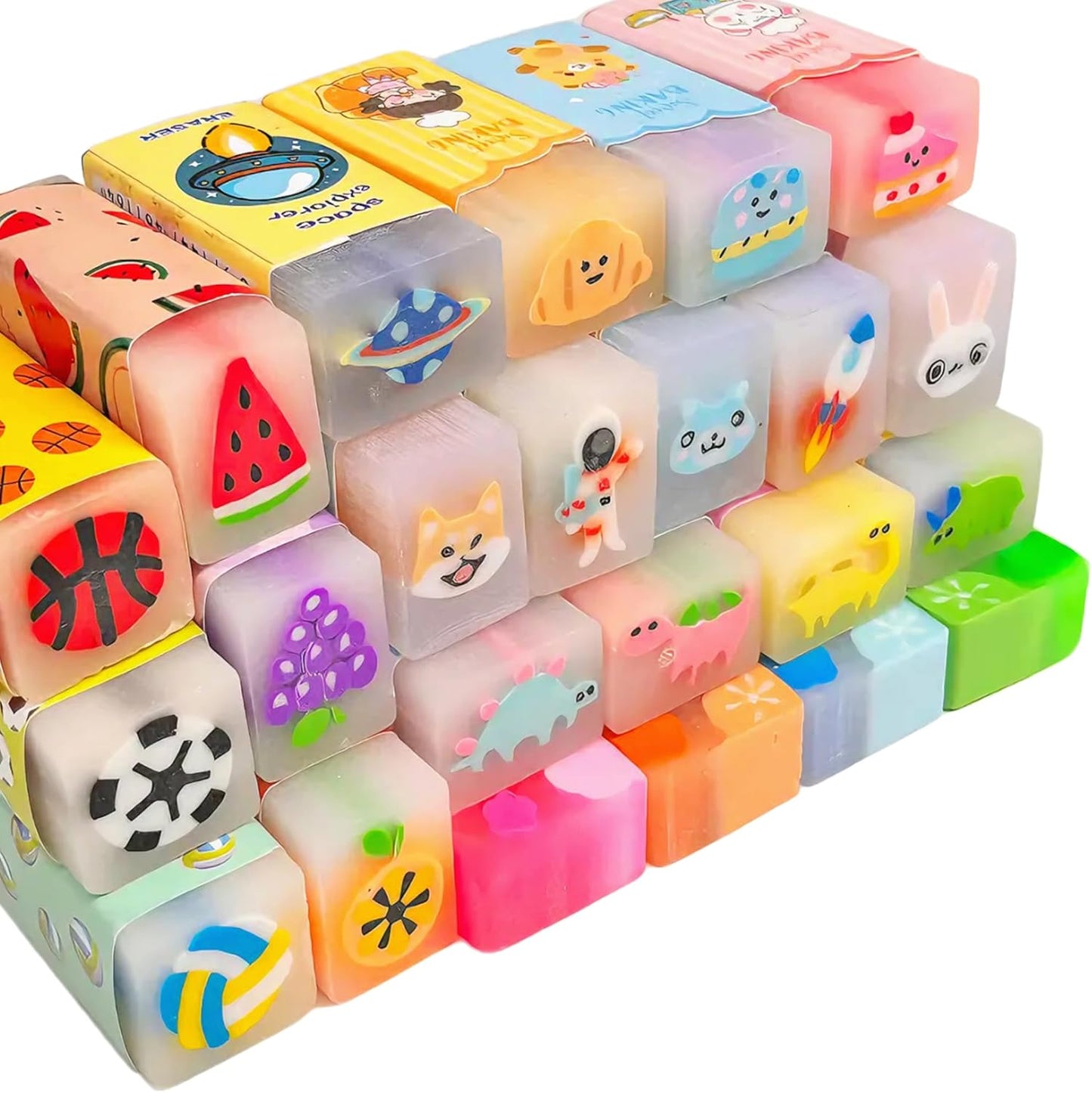 23PCS Big Fun Cute Animal Fruit Pencil Erasers for Kids Bulk,Back to School Party Gifts (Fruit Animal Jelly, Big)