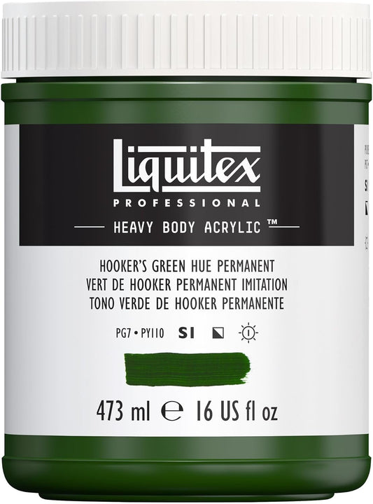 Liquitex Professional Heavy Body Acrylic Paint, 16-oz (473ml) Pot, Hookers Green Hue Permanent