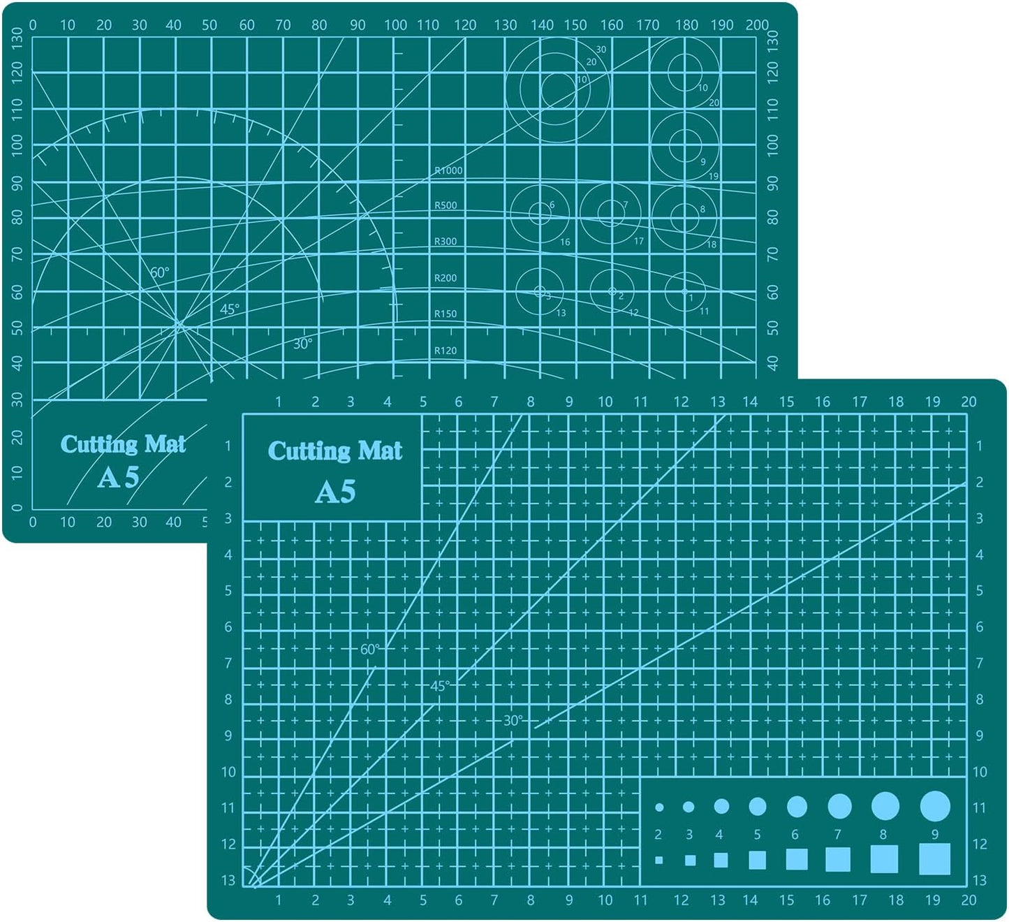 Cutting Mat 8in6in Self Healing Cutting Mat Size Double Sided 5-Ply Rotary Sewing mat for Crafts Fabric Quilting Hobby Art Clay Precision Scrapbooking Project, A5, Green 2PCS