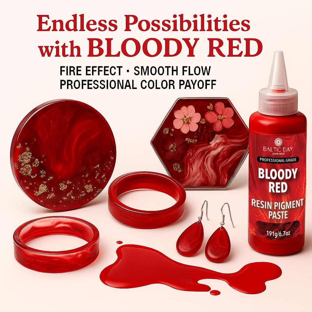 Bloody Red Epoxy Resin Pigment Paste XL (191g/6.7oz) – Opaque Epoxy Dye & High Concentration Coloring Paste, Mica Powder Alternative for Resin Art, Jewelry, Tumblers, River Tables & Crafts