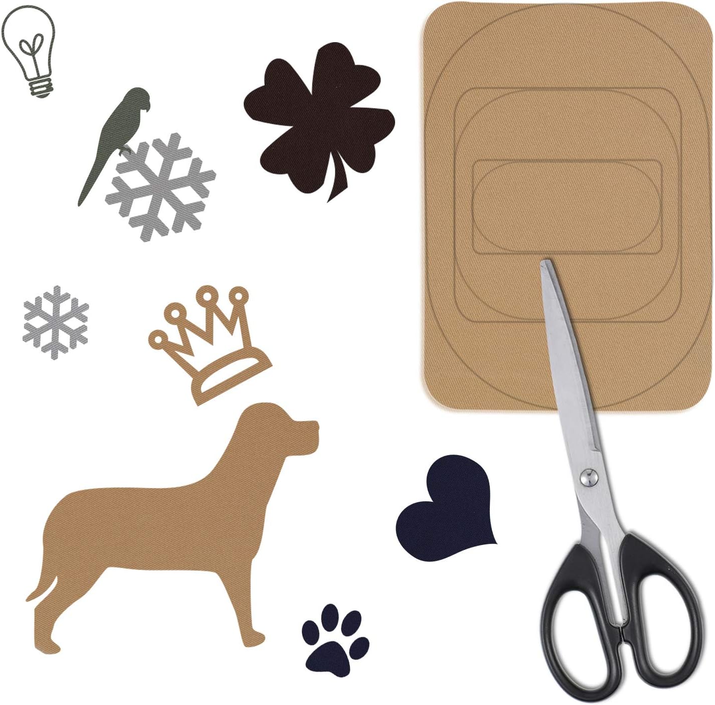 30 Pieces Twill Fabric Patches Fabric Repair Patches Iron on Twill Patch Clothing Repair Patch Kit for Jacket Clothes, 5 Colors and 3 Sizes, 4.9 x 6.9 Inches, 3.7 x 4.1 Inches, 2 x 3 Inches