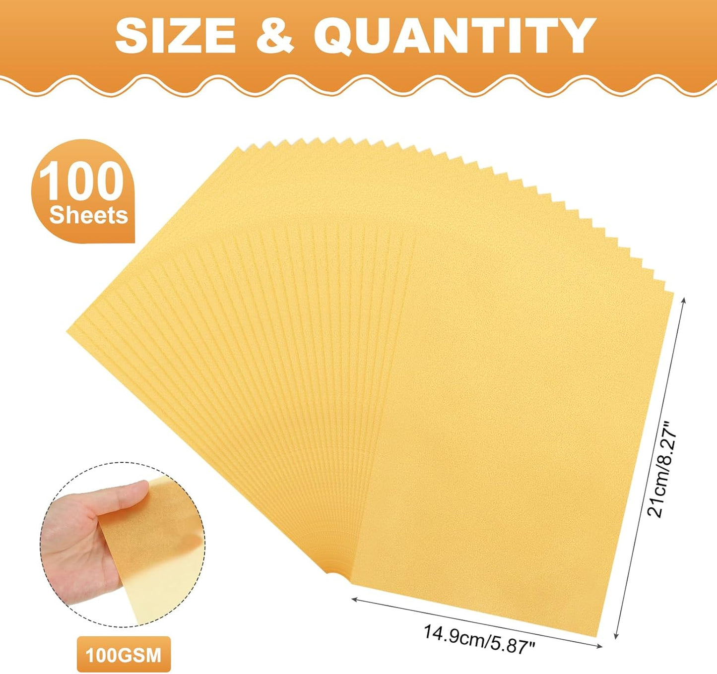 MECCANIXITY 100 Sheet Colored Vellum Paper 5.9" x 8.3", 100gsm Translucent Printable Vellum Sheets for Printing Wedding Invitations Inkjet Laser Printer, Bright Gold