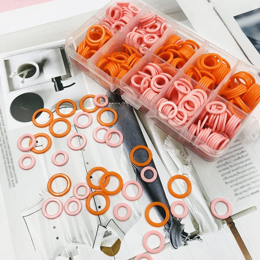 450 pcs Knitting Stitch Marker, findTop Braided Auxiliary Marking Ring, Plastic Ring Color Plastic Ring (Large/Medium/Small), Marking for Sewing Fabrics (Random Color)