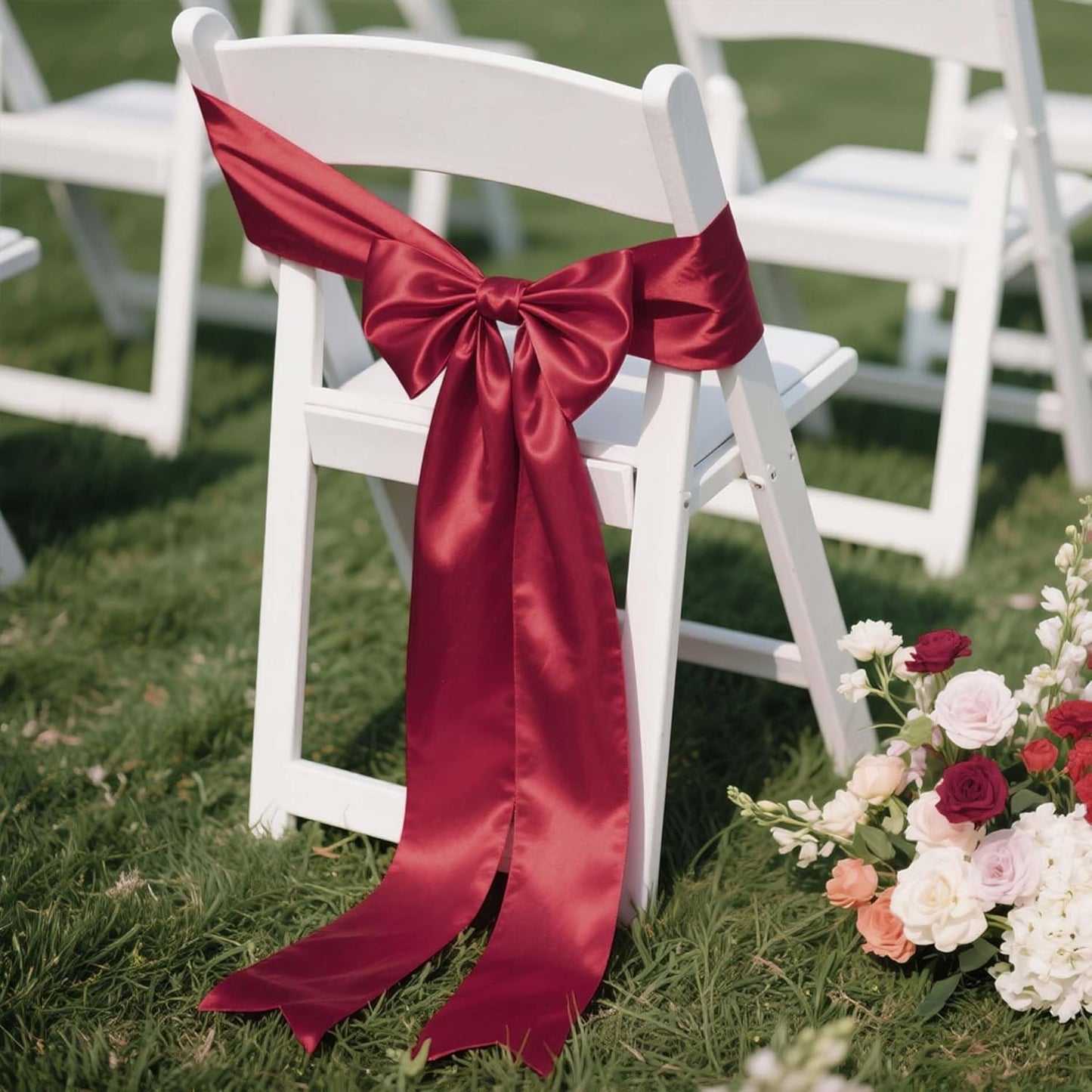 LaRibbons Red Satin Ribbon 3 Inch 10 Yards Christmas Ribbons Double Faced Luxury Burgundy Silk Ribbon for Gift Wrapping Flower Bouquets Bow Christmas Wedding Party Decoration