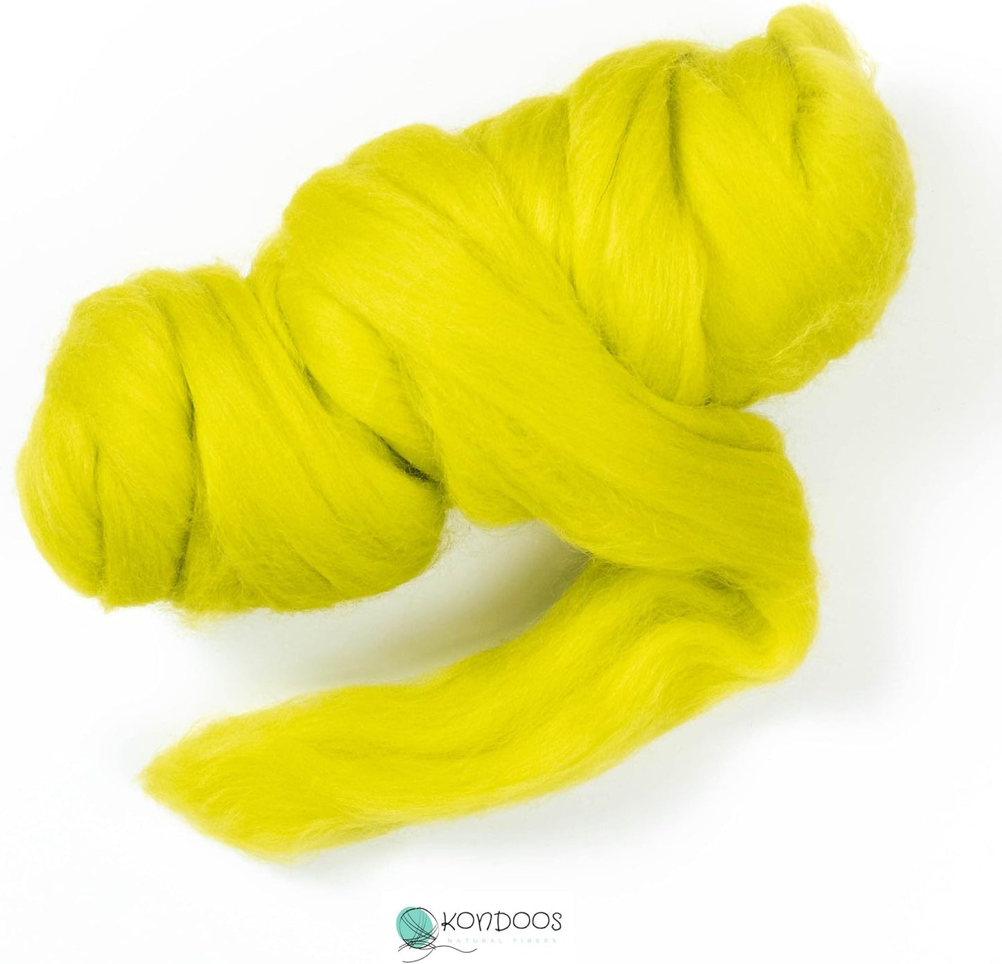 Kondoos Colored Natural Wool roving, 8 OZ. Best Wool for Needle Felting, Wet Felting, handcrafts and Spinning. (Green Lime)