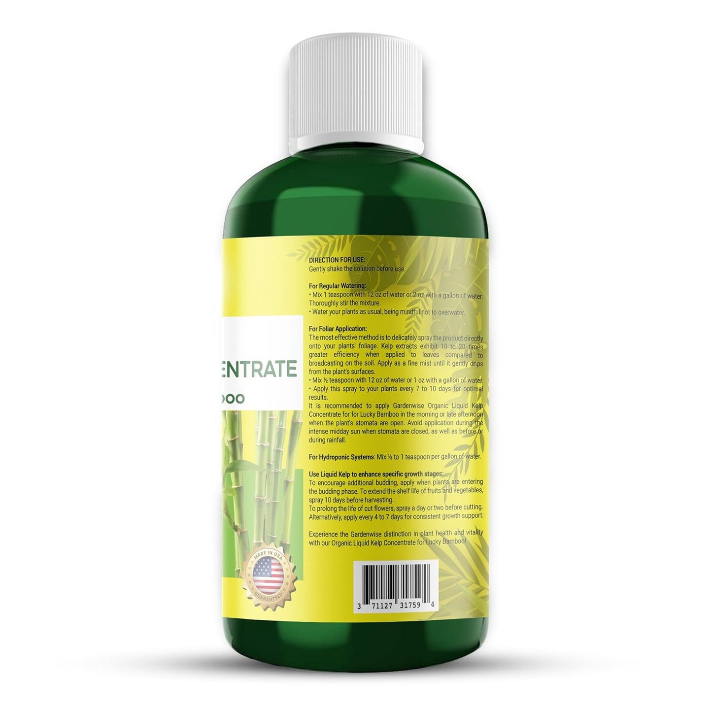 Organic Premium Kelp Seaweed Fertilizer for Lucky Bamboo - Liquid Plant Food - Hydroponics - Soil Enhancer - Natural (32 OZ)