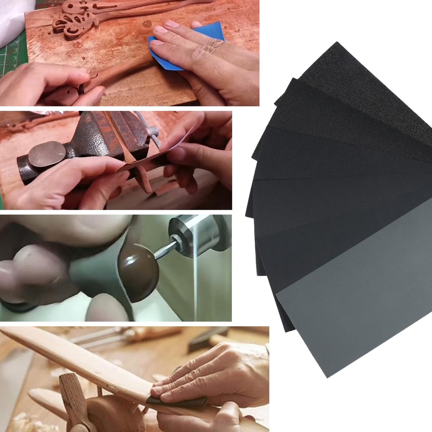 60 Pcs 9x3.6 Inch 8 Grit Mixed Packing Wet and Dry Sandpaper Sheets, Woodworking Furniture/Automobiles/Metal/Lacquer Polishing Sanding Sheets，80/150/320/600/1000/1500 Grit
