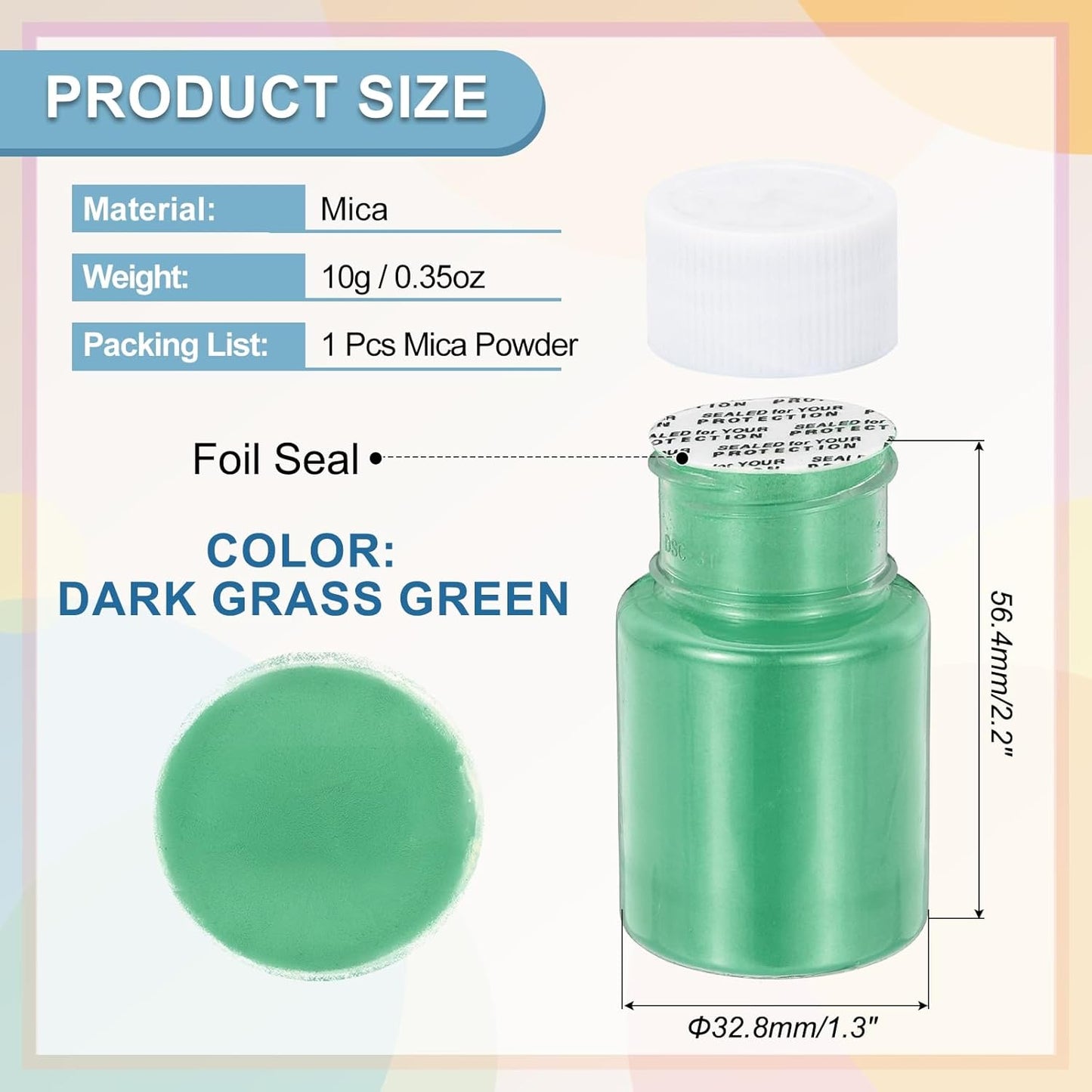 uxcell 10g/0.35oz Cosmetic Grade Mica Powder, 600 Mesh Mica Powder Natural Resin Epoxy Pigment Powders for Casting Resin, Candle Dye, DIY Nail Polish and Lip Gloss, Dark Grass Green