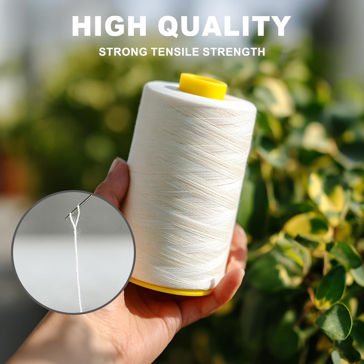 Sewing Thread Cone Set, 2 Pack Serger Thread, 3000 Yards Each, All Purpose Thread for Sewing, Quilting, Machines, Overlock, Merrow & Hand Embroidery (White*2)