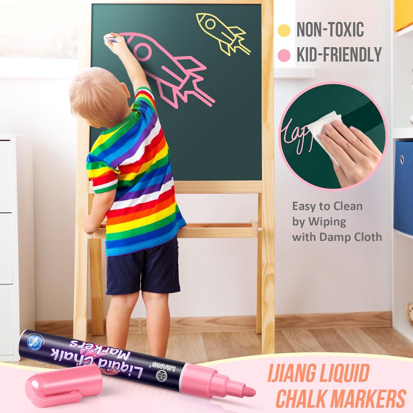 Pastel Chalk Markers Erasable for Chalkboard, Liquid Chalk Marker 8 Colors with 6mm Reversible Bullet & Chisel Tip, Dust Free Chalk Pens for Window, Blackboard, Whiteboard, Calendar, Mirror, Glass