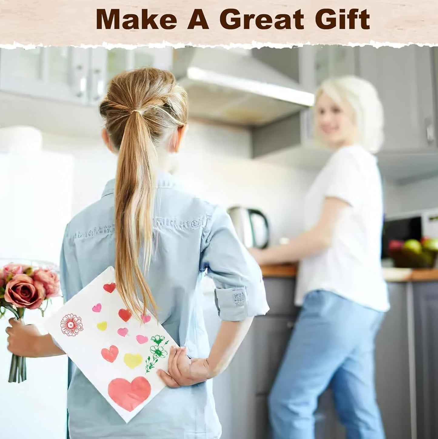 UCEC 4 Sheets Clear Stamps Set for Card Making, 2 Pcs Acrylic Stamp Block (7.5*7.5cm & 5*5cm), Vintage Plants Flowers Rubber Silicone Stamps, Small Clear Stamps for Crafts Decoration DIY Scrapbooking