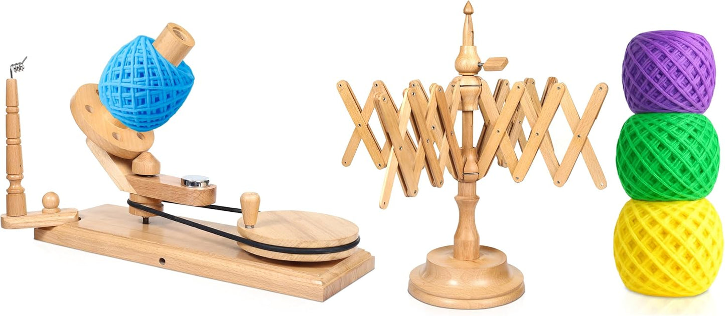 Large Handcrafted Wooden Yarn Winder & Swift – Breachwood Ball Winder for Crocheting, Knitting, Weaving – Heavy-Duty Yarn Winder for 8-12 oz Skeins