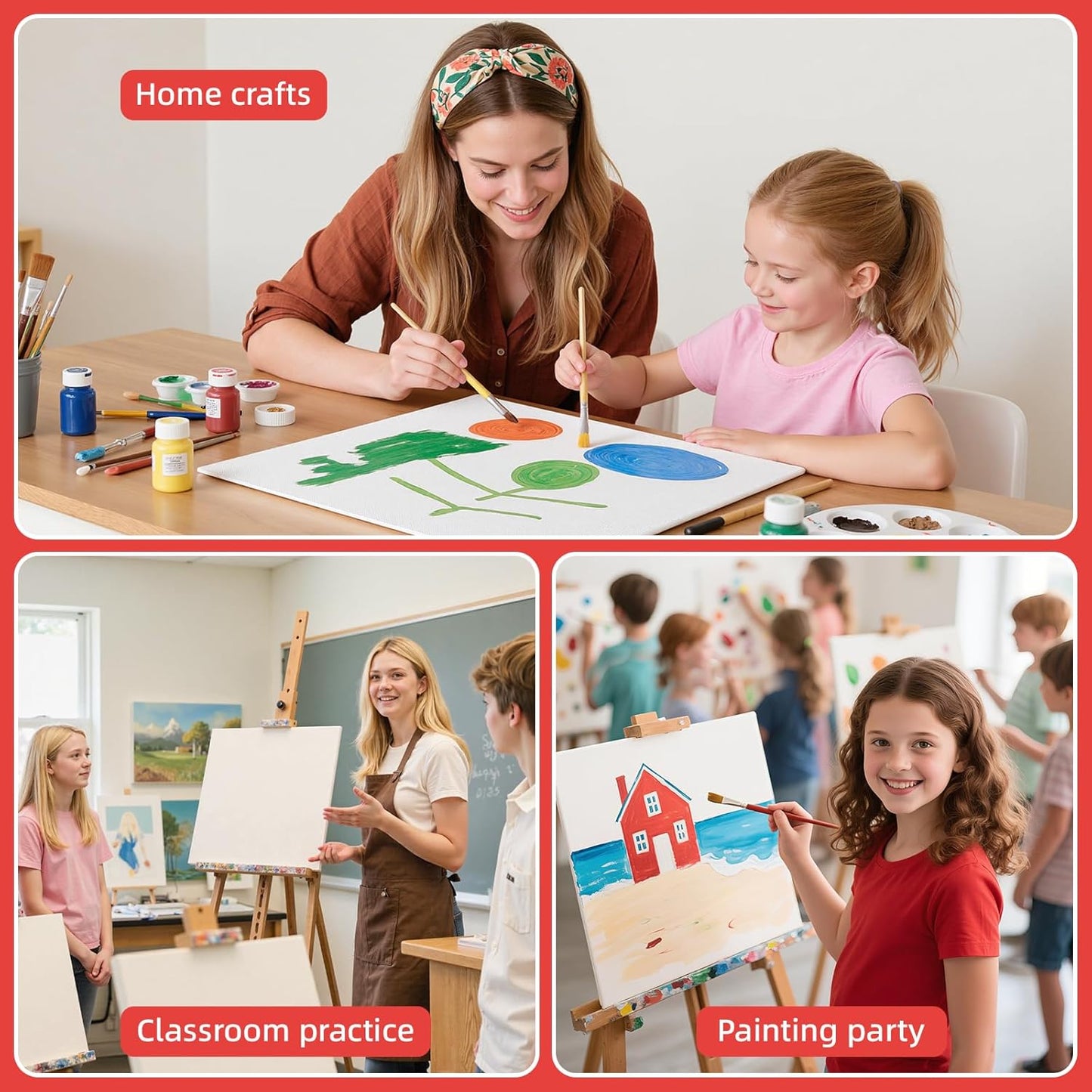 Simetufy 10x10inch Square Canvas Boards for Painting, 12 Pack Paint Canvas Panels Cotton Primed Acid Free for Acrylic, Watercolor, Gouache& Oil